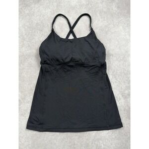 Lululemon Women's Sz S Black Tank Bra Thin Criss Cross Open Back Athleisure Yoga